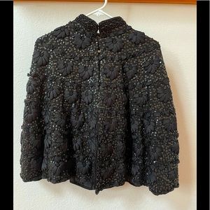 Black Formal Capelet with Ribbons and Sequins